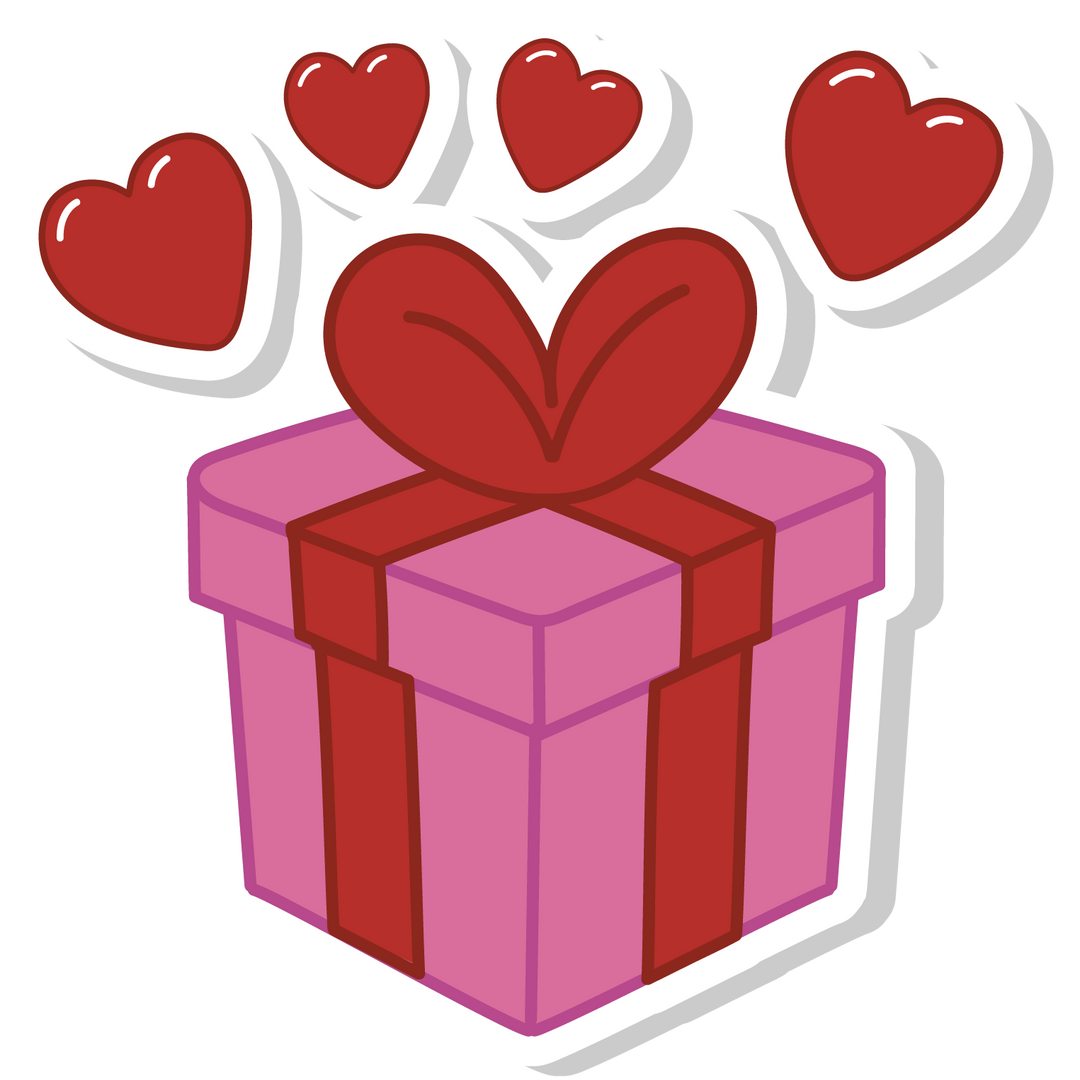 icona regalo con cuori