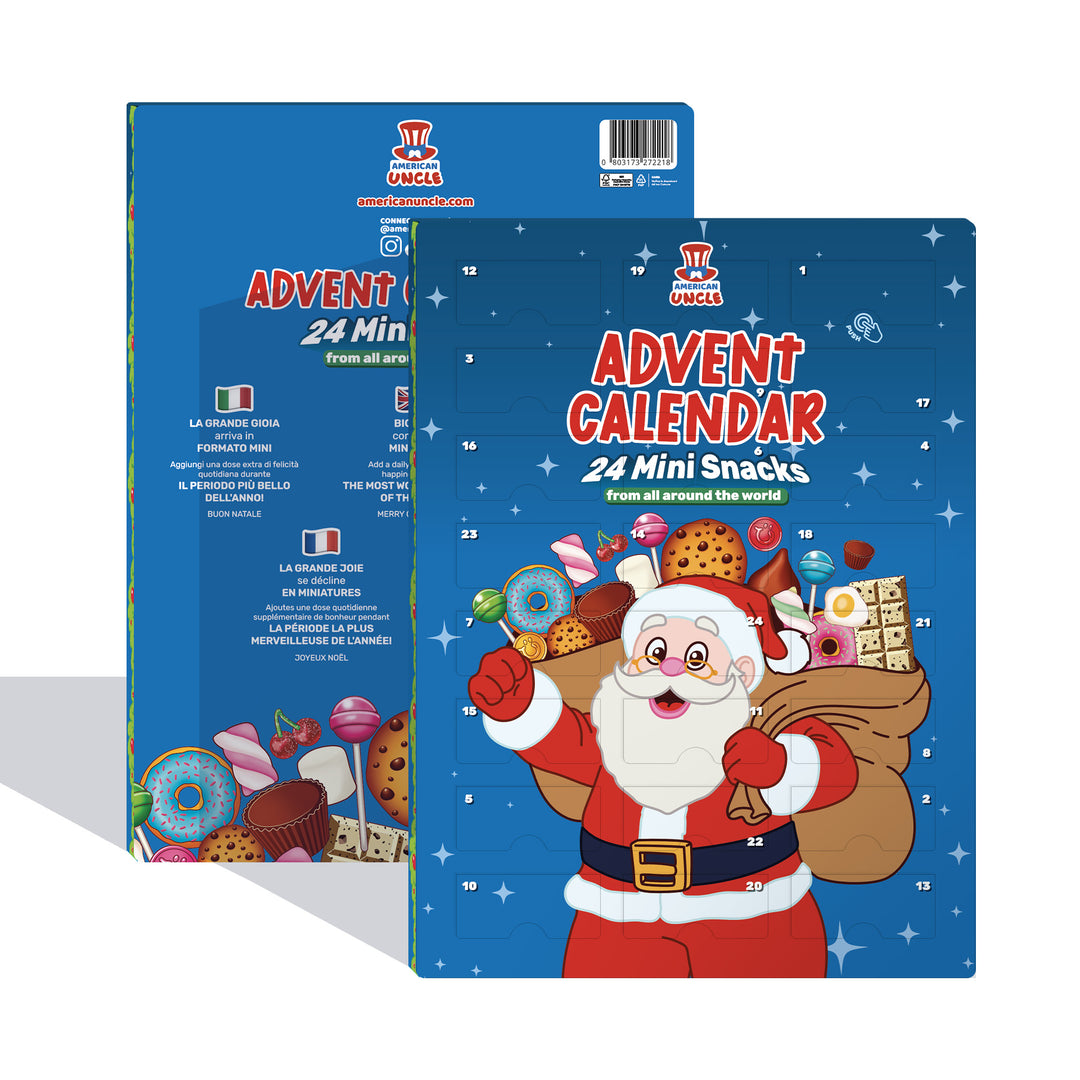 Adventskalender Miniaturen, doos met 24 verrassings zoete snacks in mini formaat