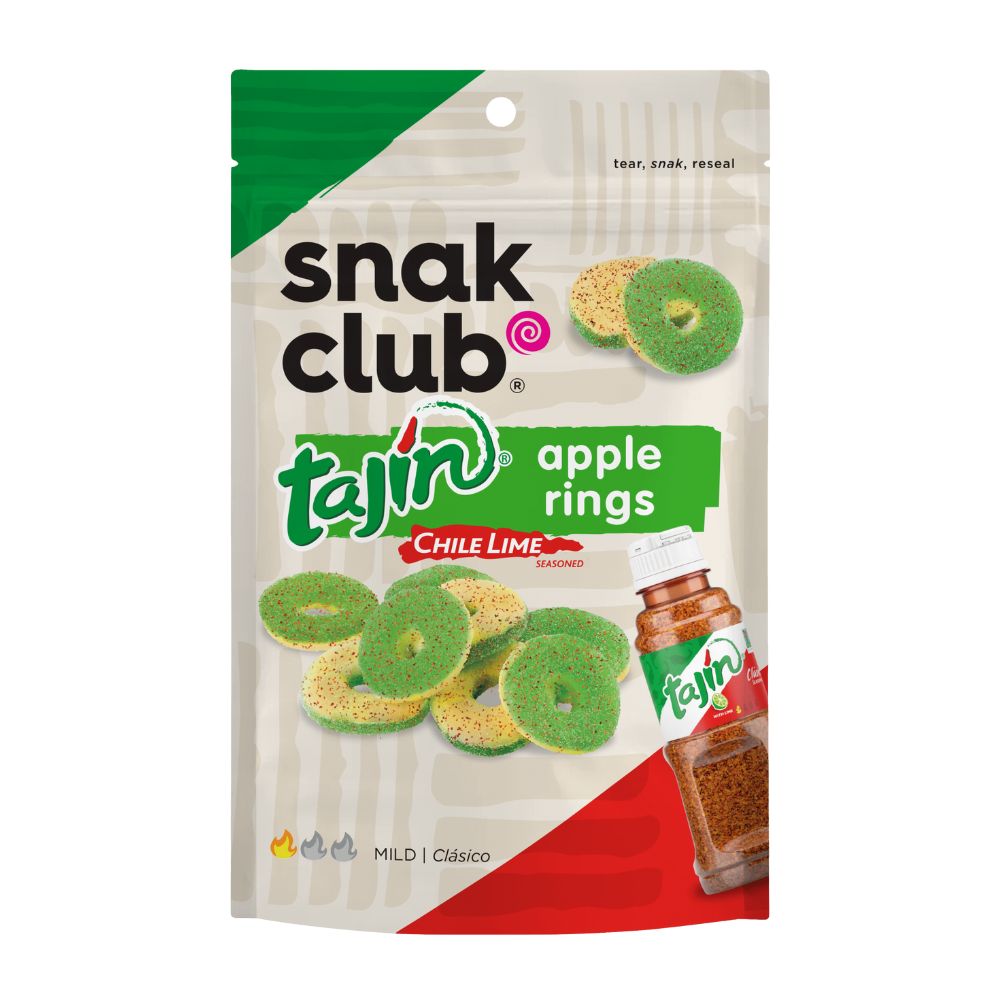 Confezione da 71g, caramelle gommose al gusto di mela con Tajin Sanck Club.