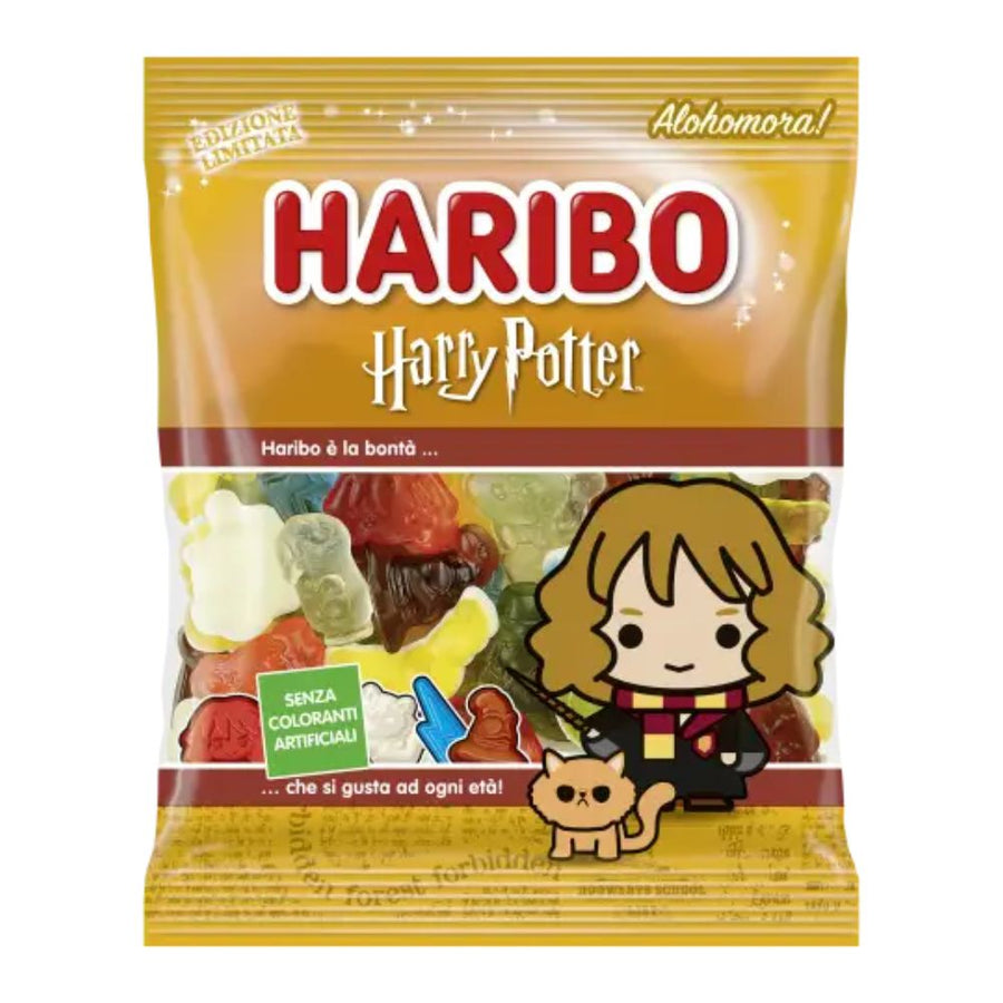 Confezione da 80g, caramelle gommose al gusto di frutta e cola Haribo.
