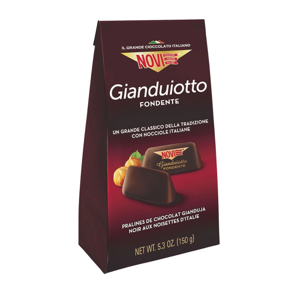 Confezione da 150g, praline di cioccolato alle nocciole gianduja Novi.
