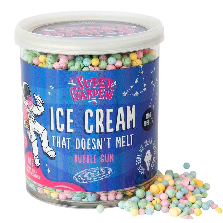 Confezione da 60g di gelato liofilizzato al gusto di bubble gum Super Garden Ice Cream Bubble Gum
