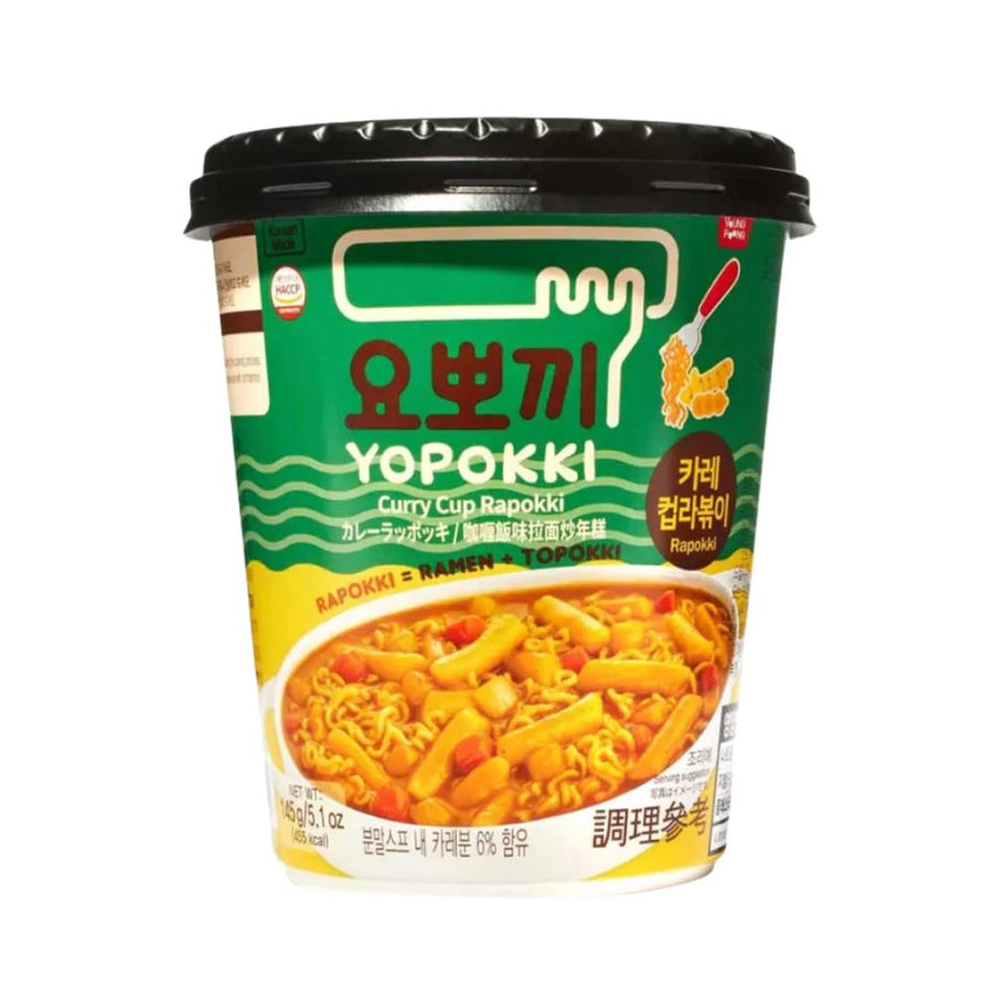 Yopokki Curry Cup Rapokki, noodles e topokki istantanei al curry da 145g