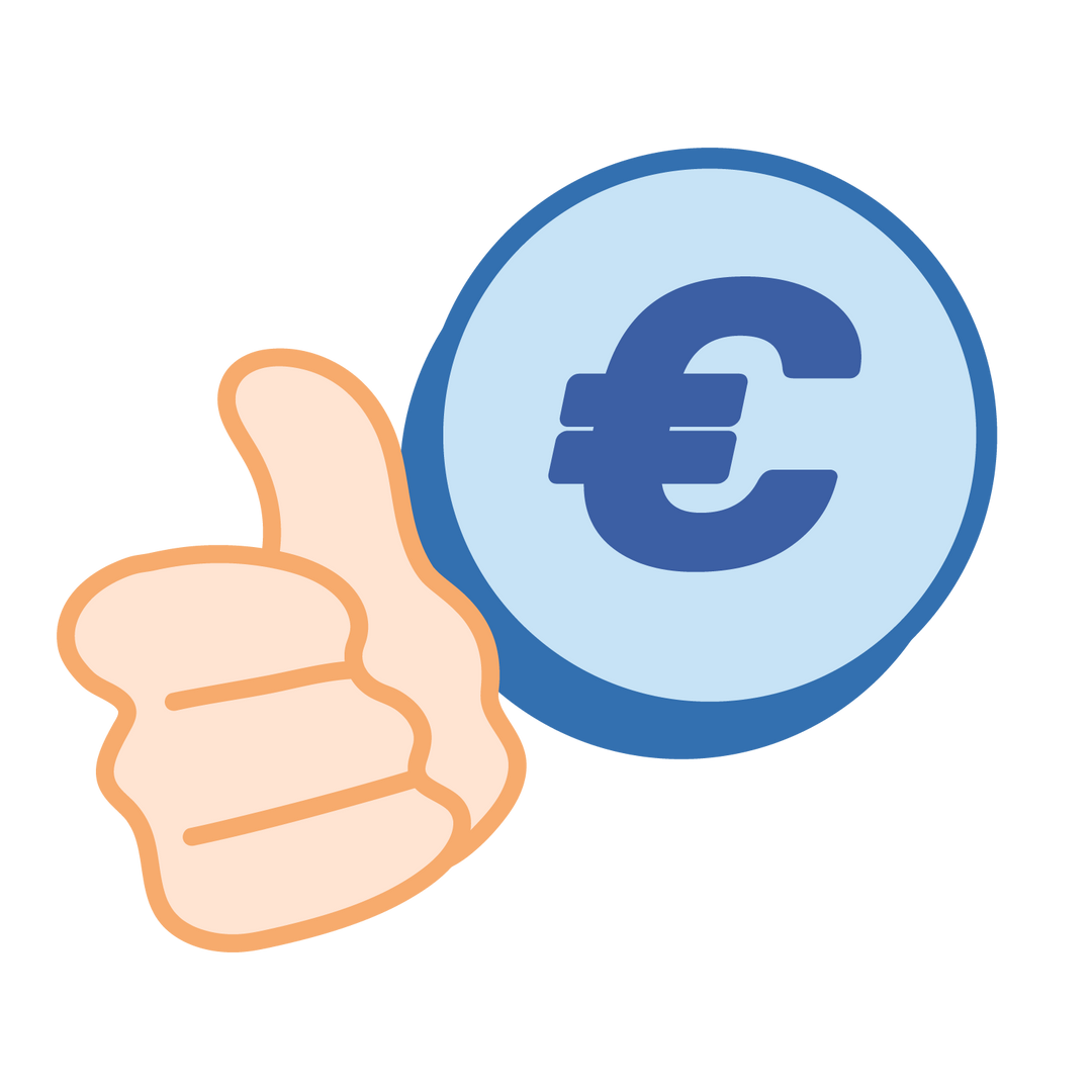 icona con pollice ed euro