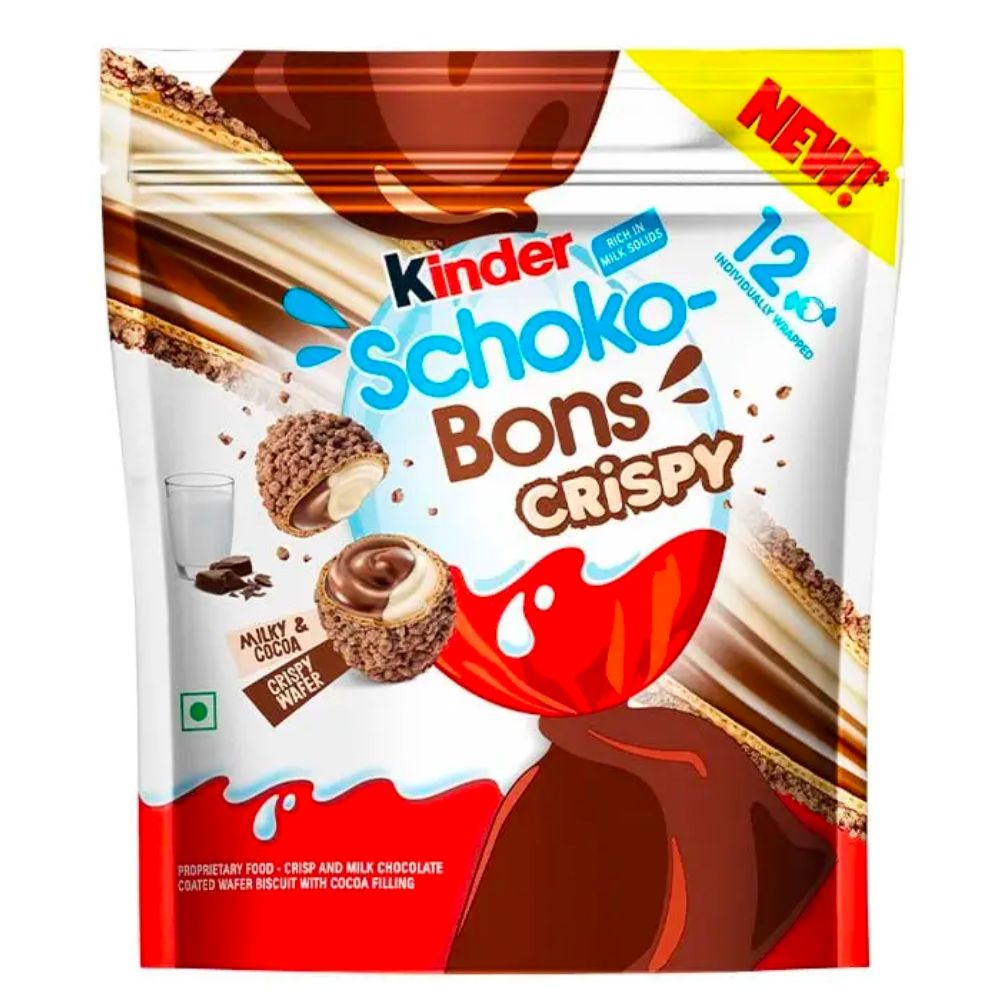 Kinder Schoko Bons Crispy, wafereitjes gevuld met melkcrème en chocolade van 67g