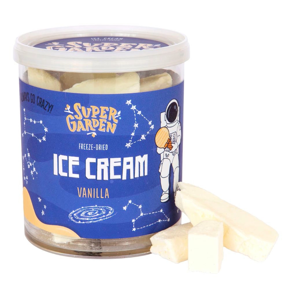 Confezione da 35g di gelato liofilizzato alla vaniglia Super Garden Ice Cream
