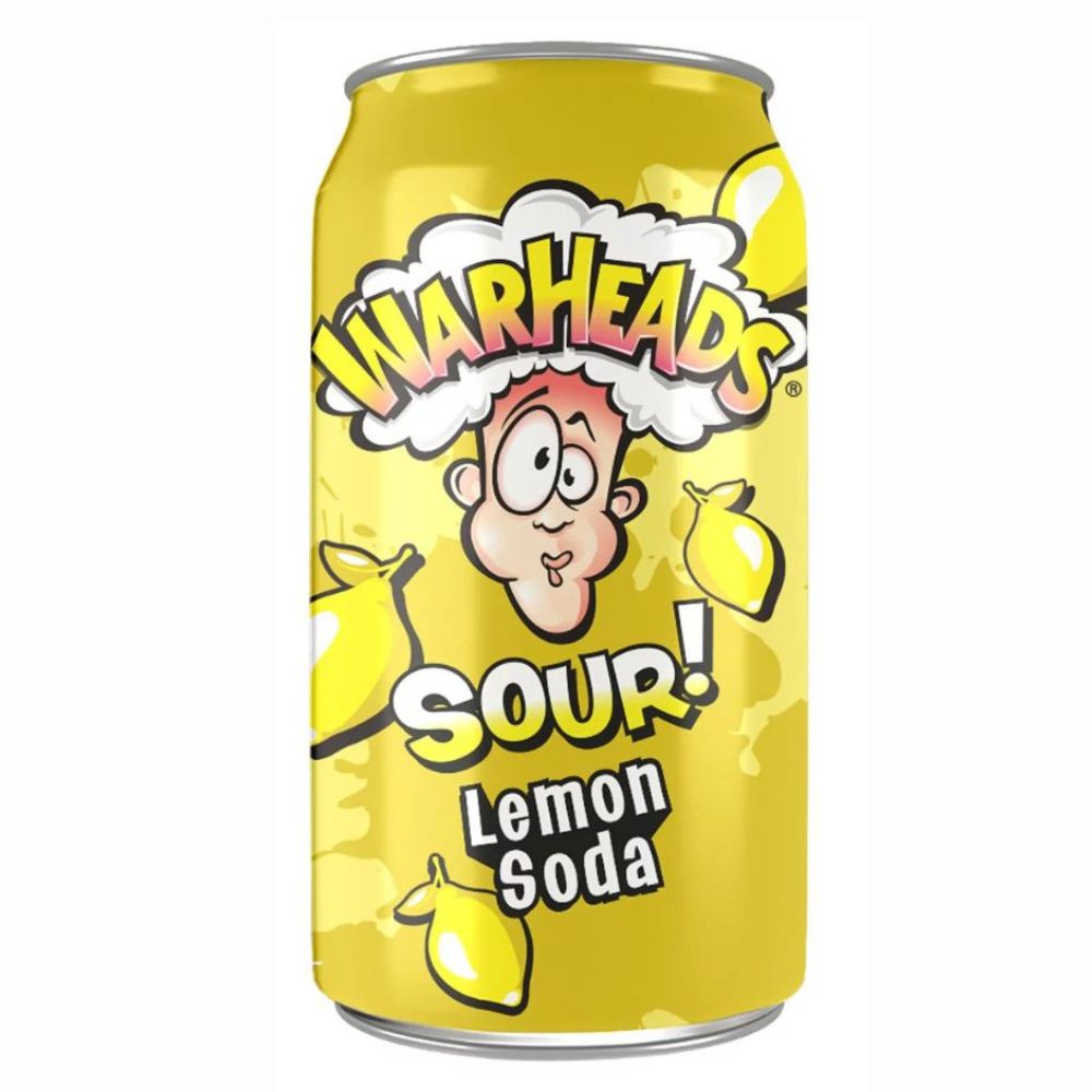 Confezione da 355ml di bevanda aspra al limone Warheads Lemon Soda
