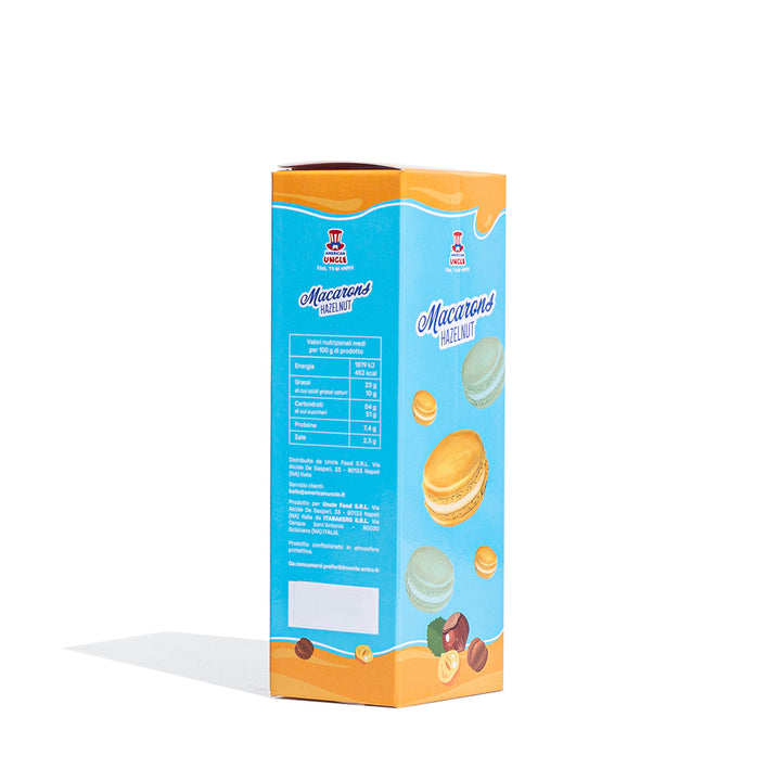 American Uncle Hazelnoot Macarons, amandelmeringues gevuld met hazelnootcrème van 78g