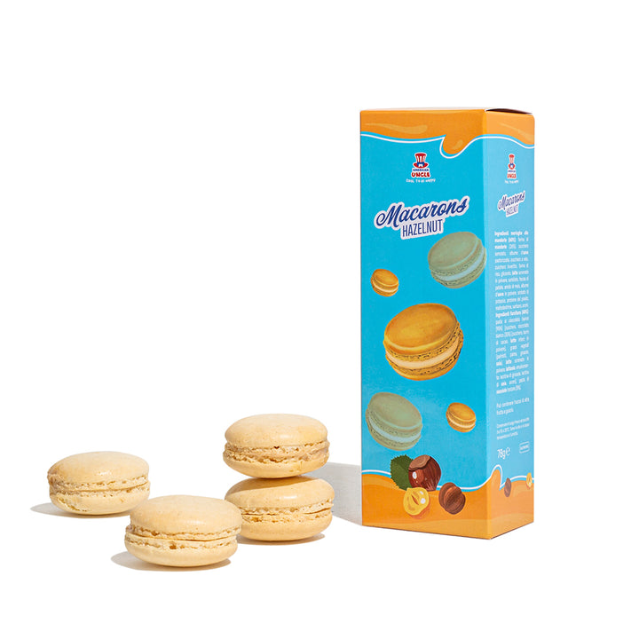 American Uncle Hazelnoot Macarons, amandelmeringues gevuld met hazelnootcrème van 78g