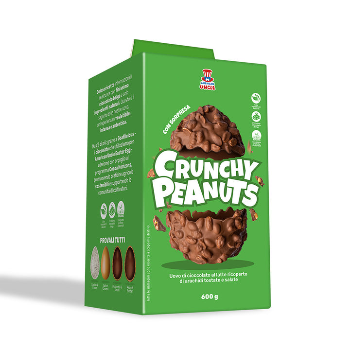 American Uncle Crunchy Peanuts Easter Egg, melkchocolade paasei bedekt met gezouten geroosterde pinda's van 600g 