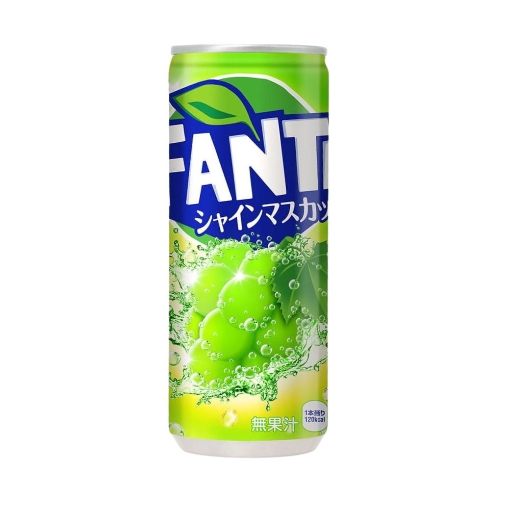 Fanta Shine Muscat Can Japan, koolzuurhoudende drank met druivensmaak van 250ml 