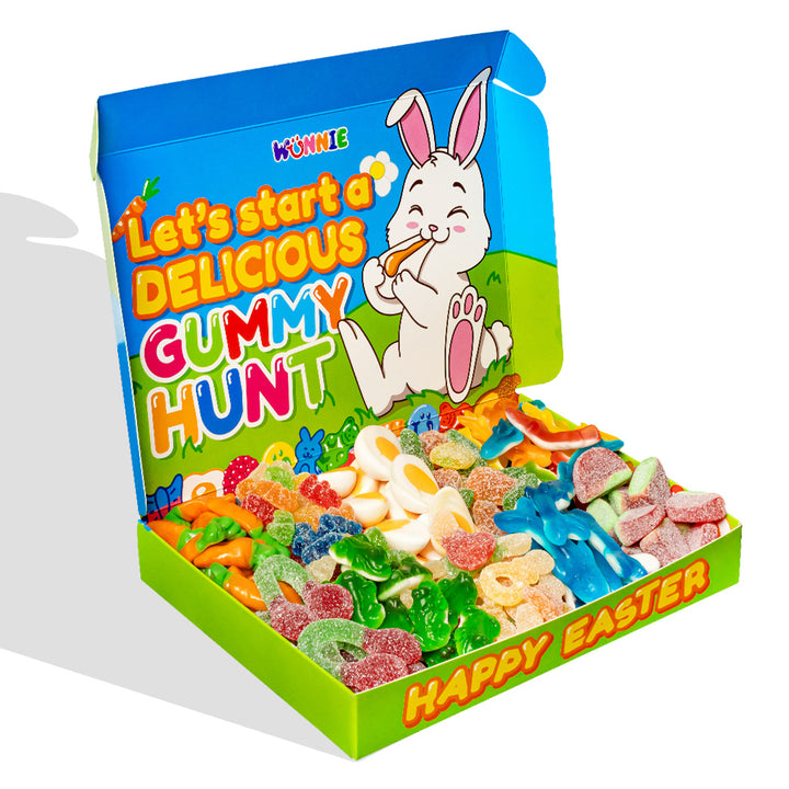 Wunnie box “Vrolijk Pasen”, de Candy box om samen te stellen met je favoriete gommetjes - 1 kg 