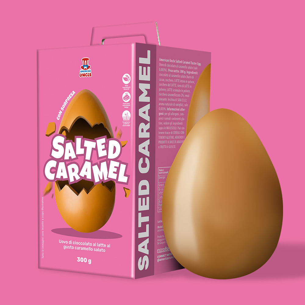 American Uncle Salted Caramel Easter Egg, melkchocolade paasei met gezouten karamelsmaak van 300 g 