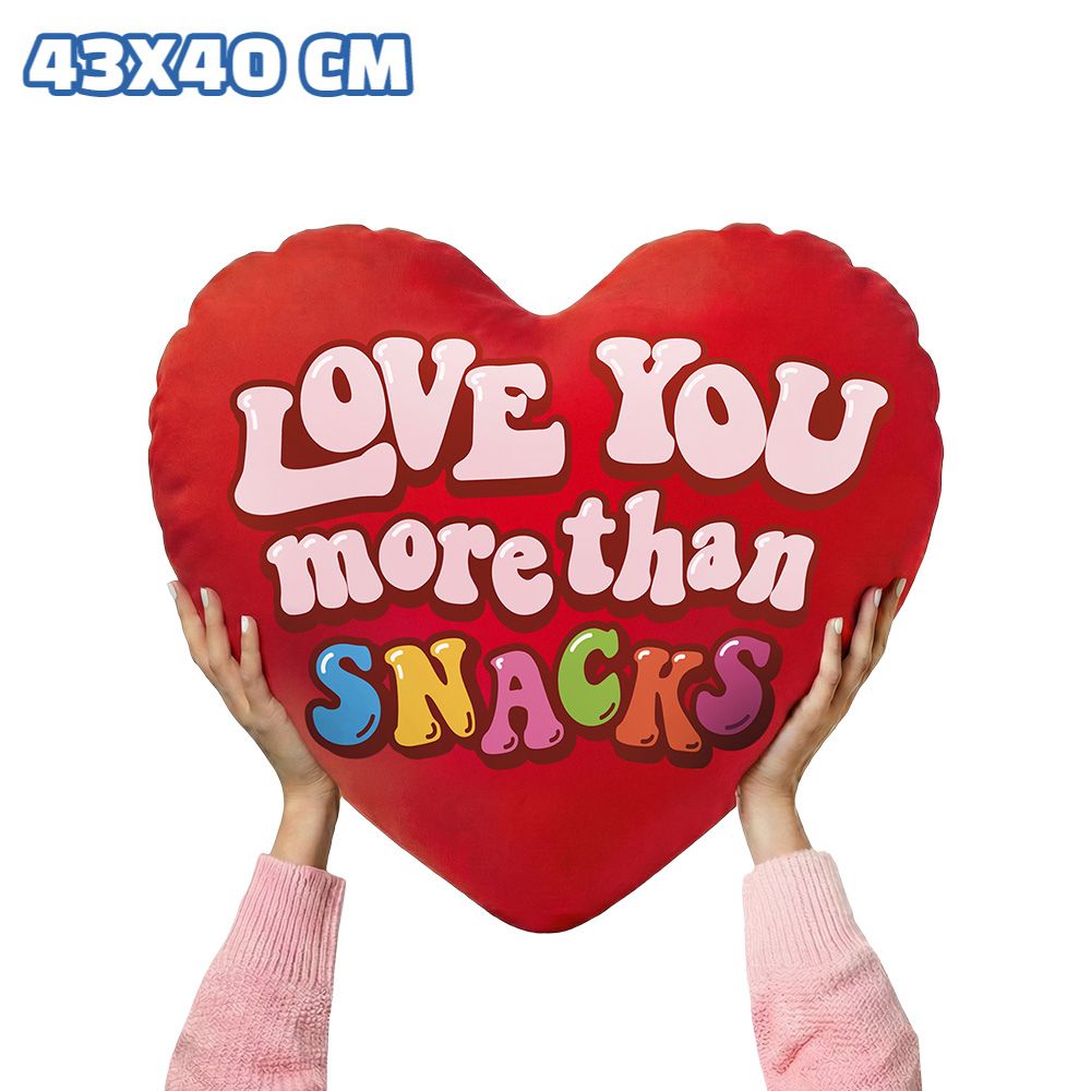 Valentine's Heart XL, kussen in hartvorm met 30 zoete en hartige verrassingen snack 
