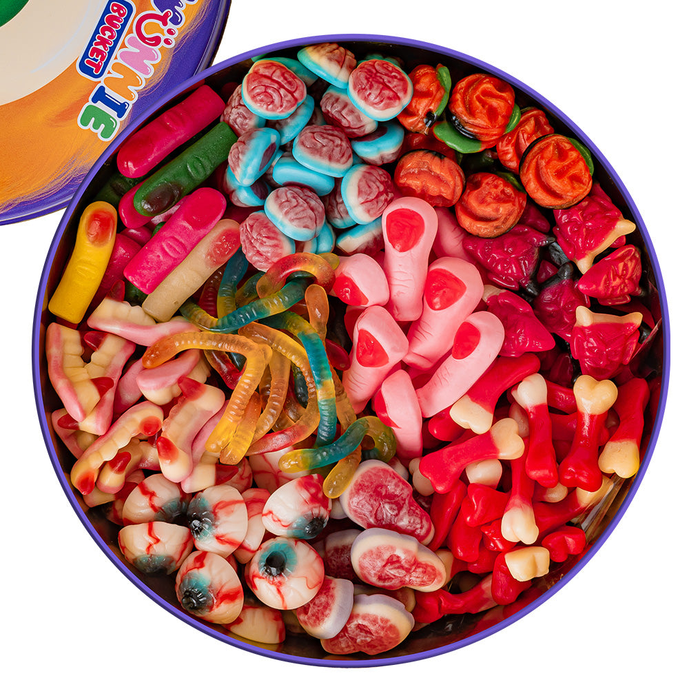 Wunnie Bucket "Happy Halloween", 3kg blik met gom snoepjes om te vullen met je favoriete smaken 