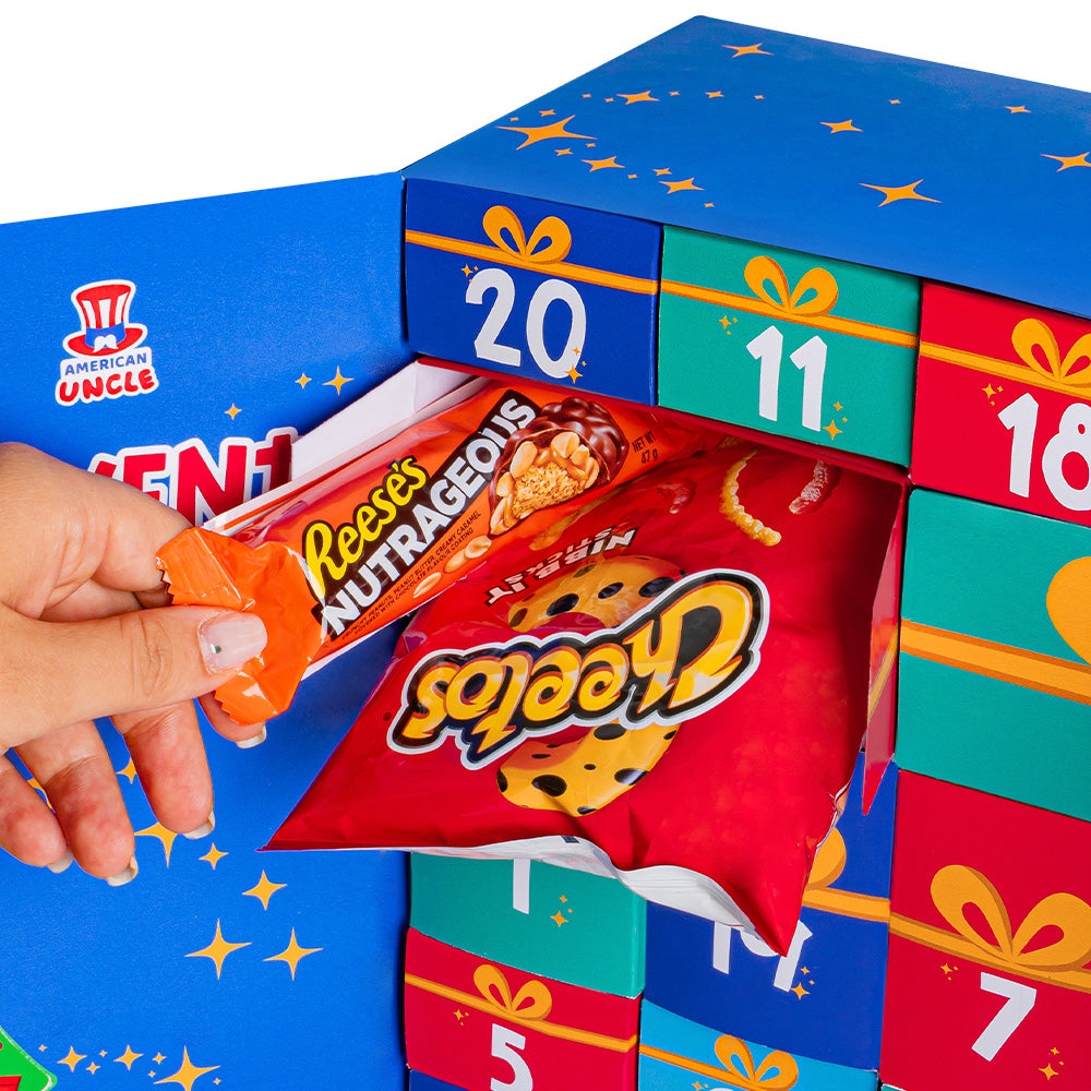 Speciale Adventskalender 2024, doos met +24 snack verrassende zoete en hartige lekkernijen 
