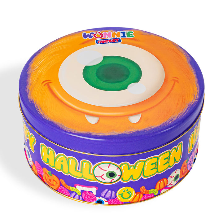 Wunnie Bucket "Happy Halloween", 3kg blik met gom snoepjes om te vullen met je favoriete smaken 