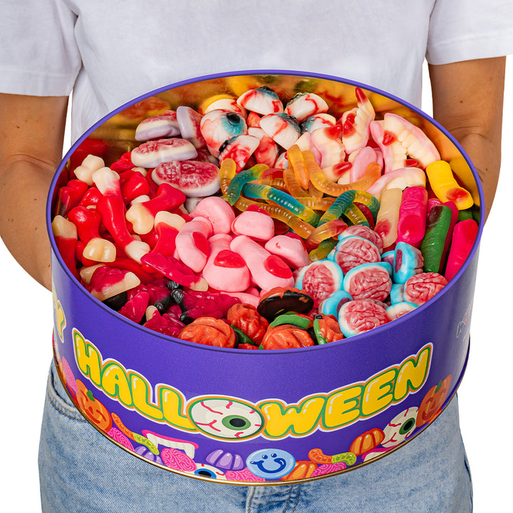 Wunnie Bucket "Happy Halloween", 3kg blik met gom snoepjes om te vullen met je favoriete smaken 