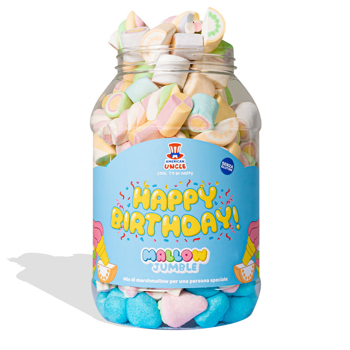 Mallow Jumble "Happy Birthday", pot marshmallows om samen te stellen met je favoriete smaken 