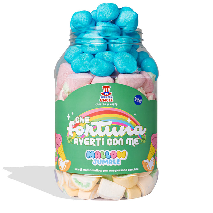 Mallow Jumble "Wat een geluk om jou bij me te hebben", pot marshmallows om samen te stellen met je favoriete smaken 