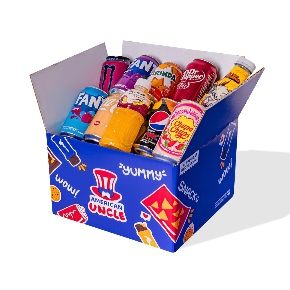 Snack box dranken van ten minste 10 internationale frisdranken 