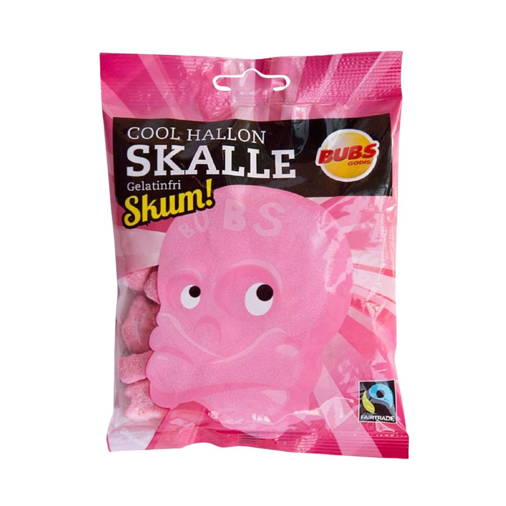 Bubs Skalle Cool Raspberry, zachte snoepjes met frambozensmaak van 90g 