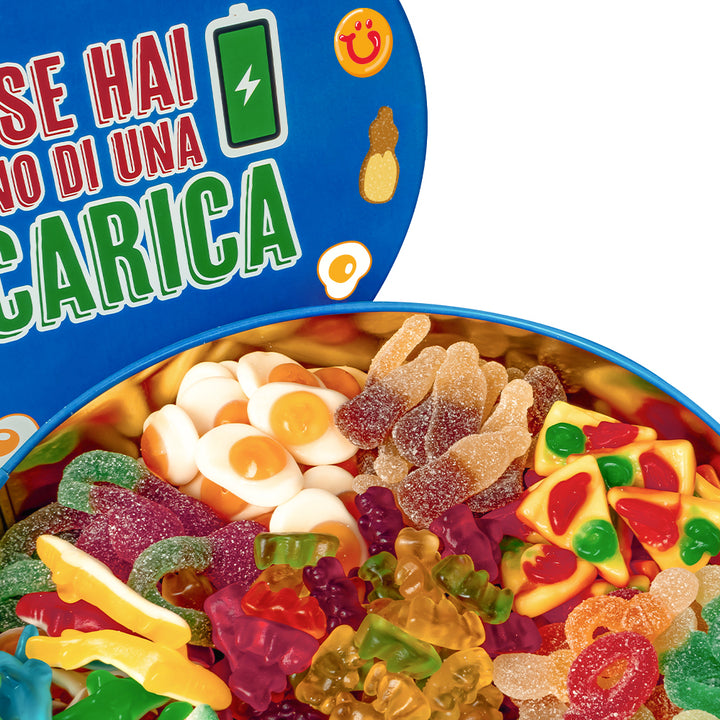 Wunnie Bucket "Open als je een opkikker nodig hebt", blik met gomballen om samen te stellen met je favoriete smaken - 3 kg 