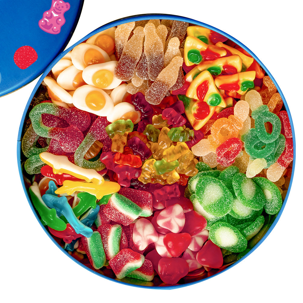 Wunnie Bucket "Open als je een opkikker nodig hebt", blik met gomballen om samen te stellen met je favoriete smaken - 3 kg 