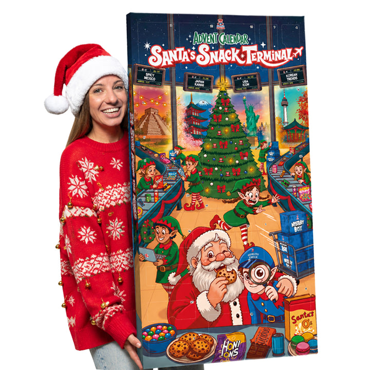 Santa's Snack Terminal, XXL-adventskalender met meer dan 24 snack zoete en hartige lekkernijen van over de hele wereld 