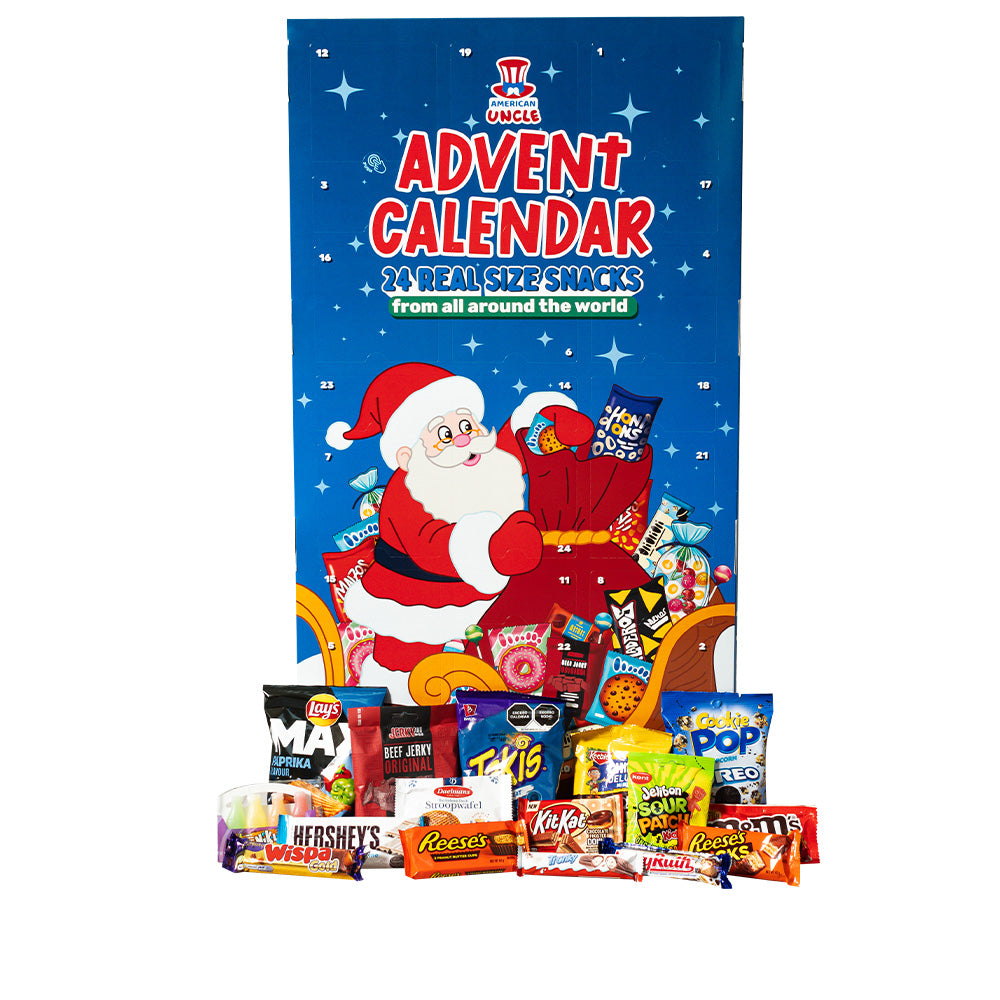 XXL Adventskalender, doos met 24 zoete en hartige verrassingssnacks op ware grootte 