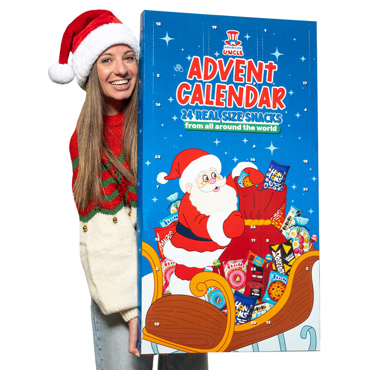 XXL Adventskalender, doos met 24 zoete en hartige verrassingssnacks op ware grootte 