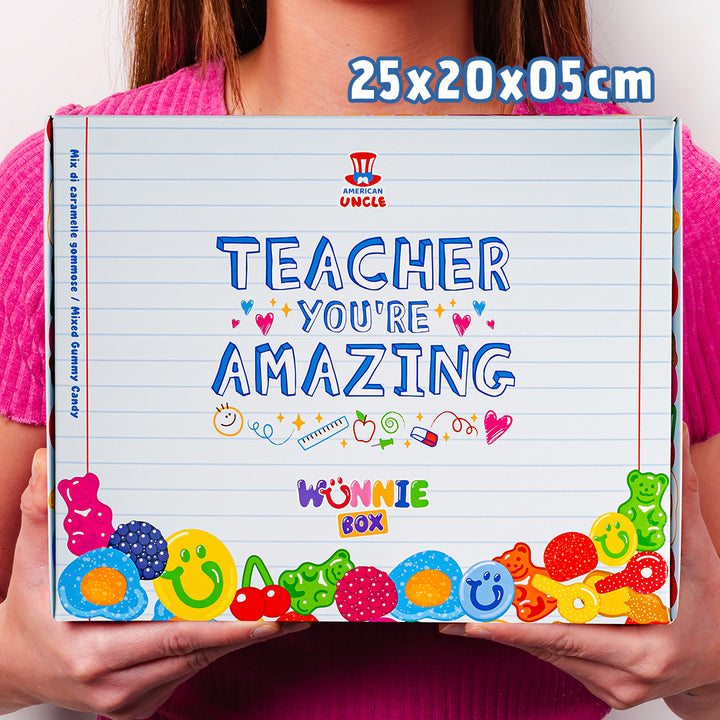 Wunnie box "Leraar, je bent geweldig", de Candy box om te maken met de favoriete gommetjes van de juf - 1 kg 