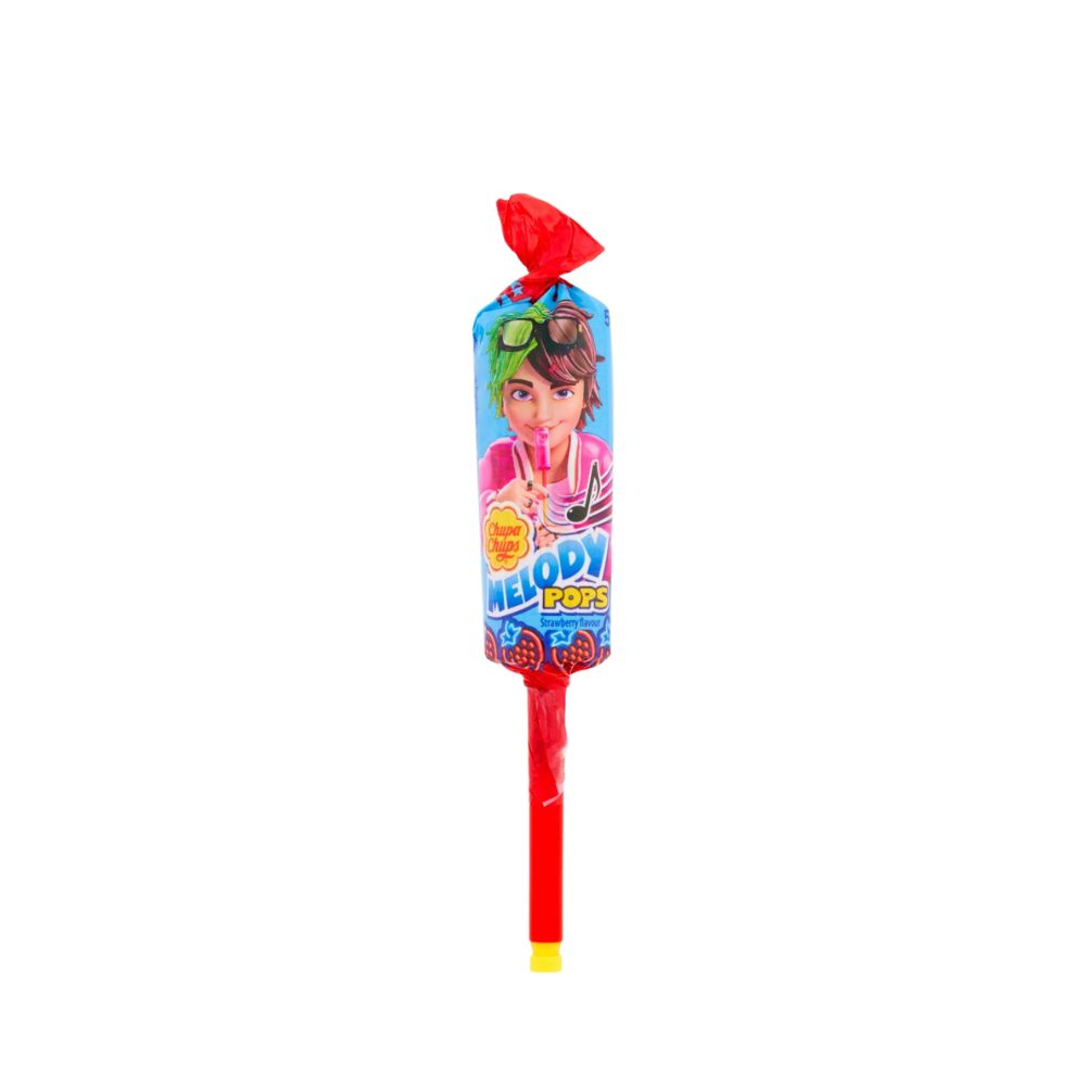 Chupa Chups Melody Pops Aardbei, aardbei lolly van 15g 
