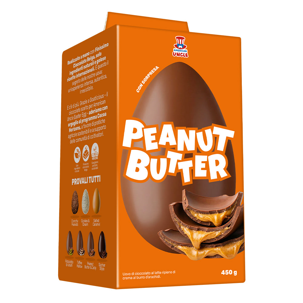 Paasei van chocolade van 300g gevuld met pindakaas, American Uncle Peanut Butter Egg