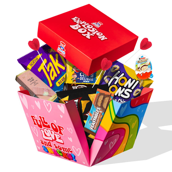 Explosion box con prodotti che escono