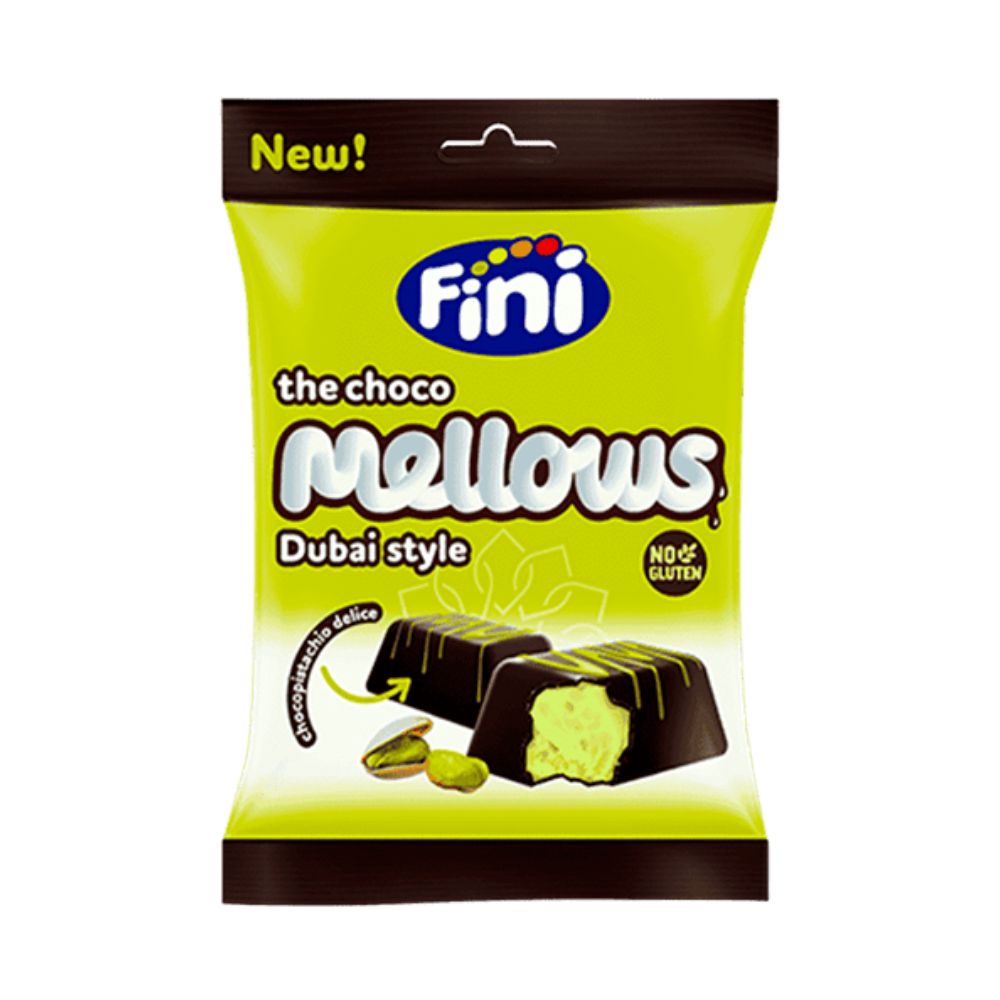 Fini Choco Mallows Dubai Style, marshmallow ricoperti di cioccolato da 80g.