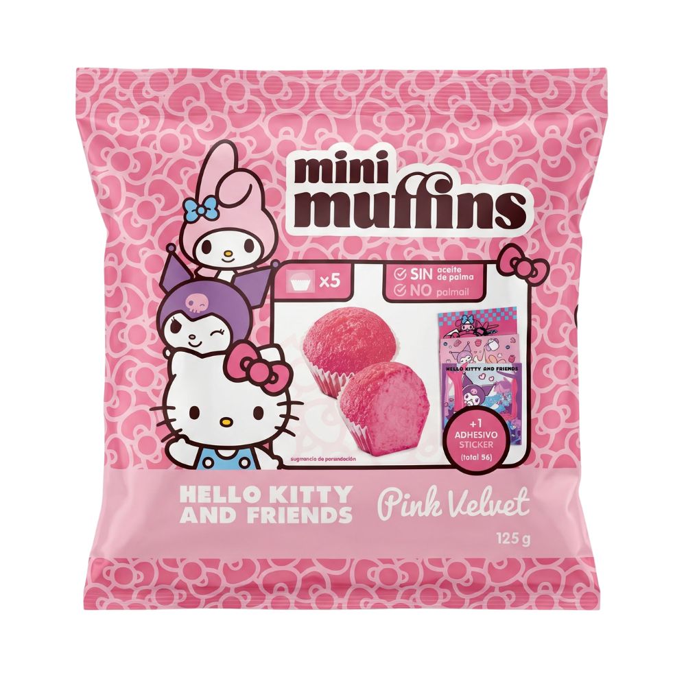 Hello Kitty mini muffin roze fluweel 125g 