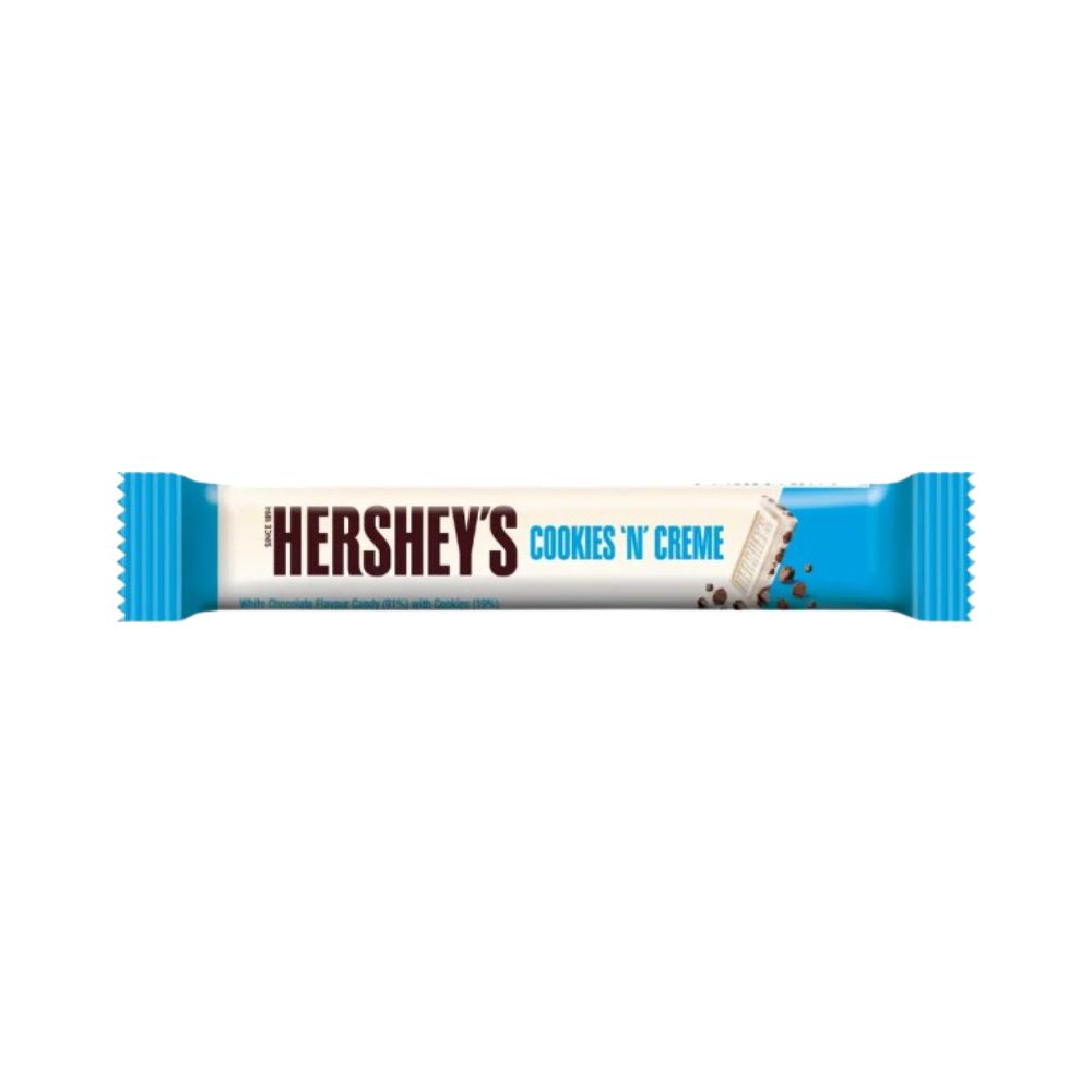 Hershey's Cookies 'n' Creme, cioccolato bianco con pezzi di biscotti da 15g.