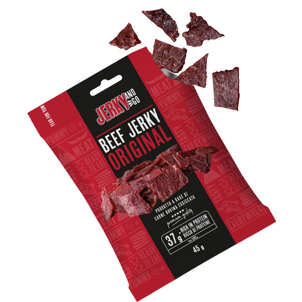 Jerky and Go Beef Jerky Original, 45g gedroogd rundvlees 