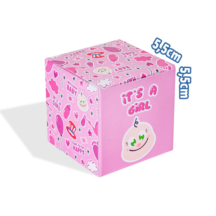 Candy Cube Kit “It’s a girl”, doosjes van 50g gummisnoepjes ideaal voor de babyshower of geboorte (25, 50 of 75 stuks) 