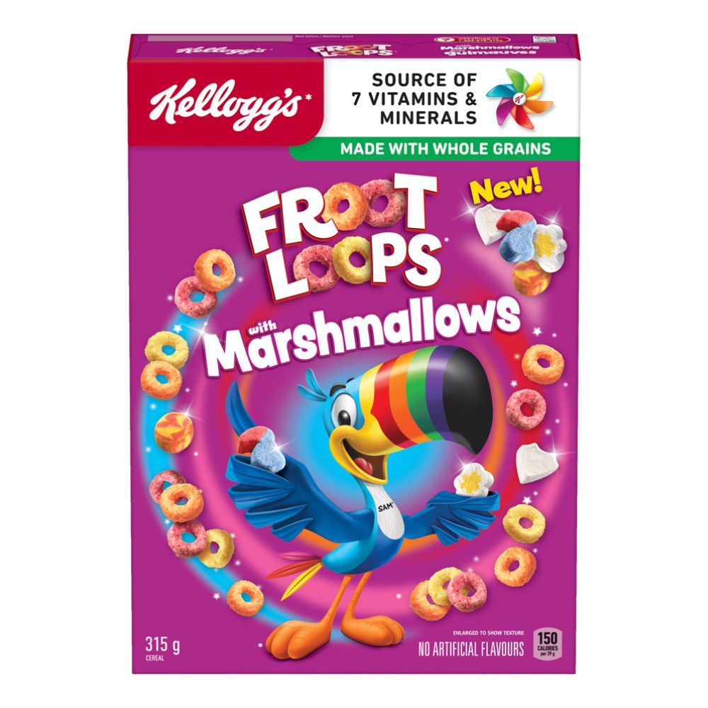 Kellogg's Froot Loops Marshmallows, ontbijtgranen met marshmallows van 315g 