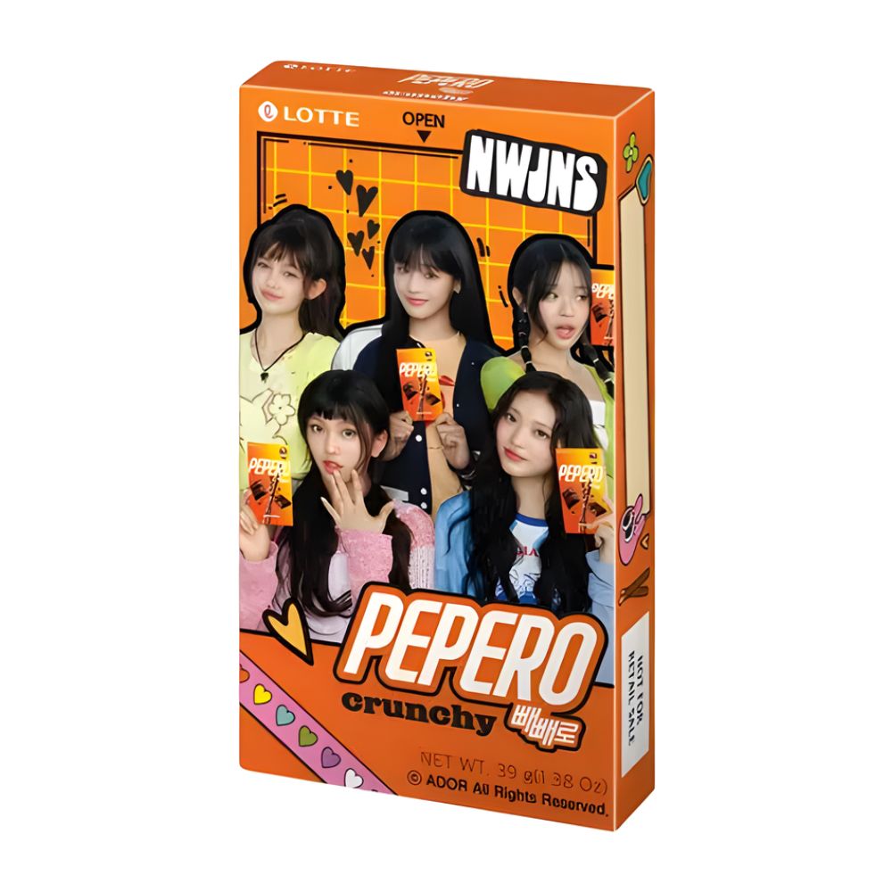 Lotte Pepero Crunchy, koekjes bedekt met knapperige chocolade van 39g.