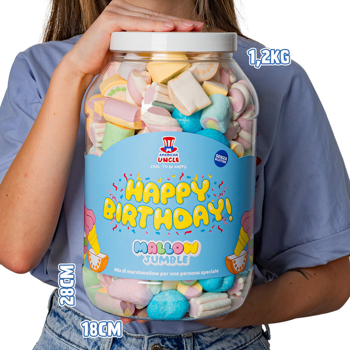 Mallow Jumble "Happy Birthday", pot marshmallows om samen te stellen met je favoriete smaken 