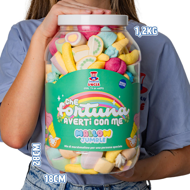 Mallow Jumble "Wat een geluk om jou bij me te hebben", pot marshmallows om samen te stellen met je favoriete smaken 