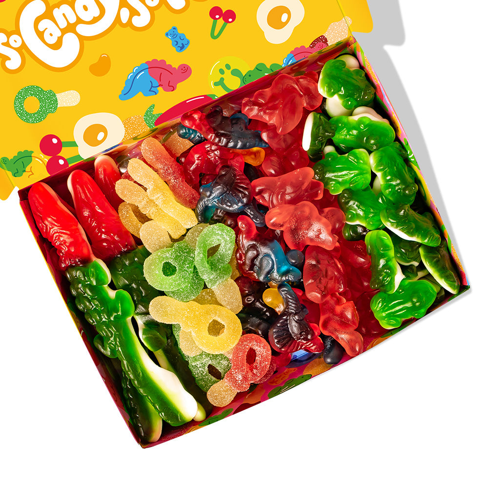 Wunnie box "Zo Snoep, Zo Blij", 5 dozen gomachtige snoepjes in verschillende smaken van 480g 
