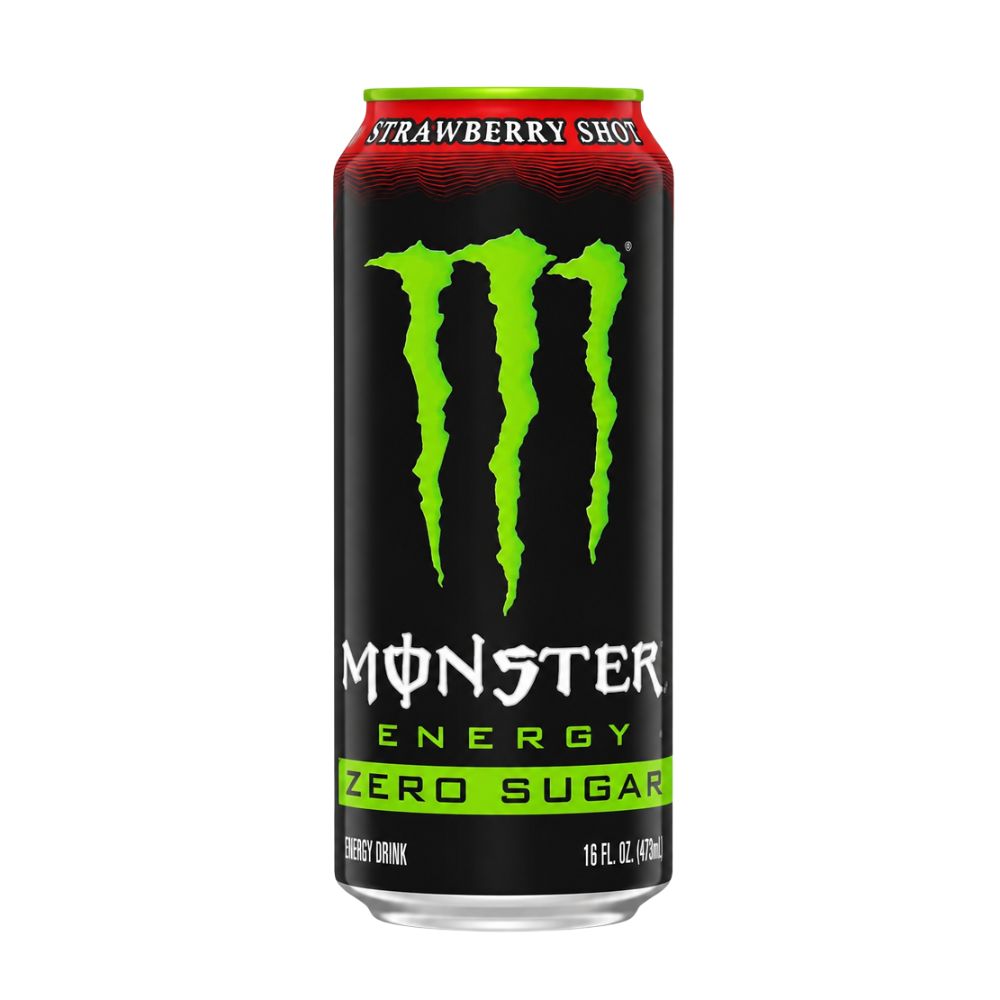 Monster Energy Strawberry Shot Zero Sugar, energiedrank met aardbeiensmaak van 473 ml 
