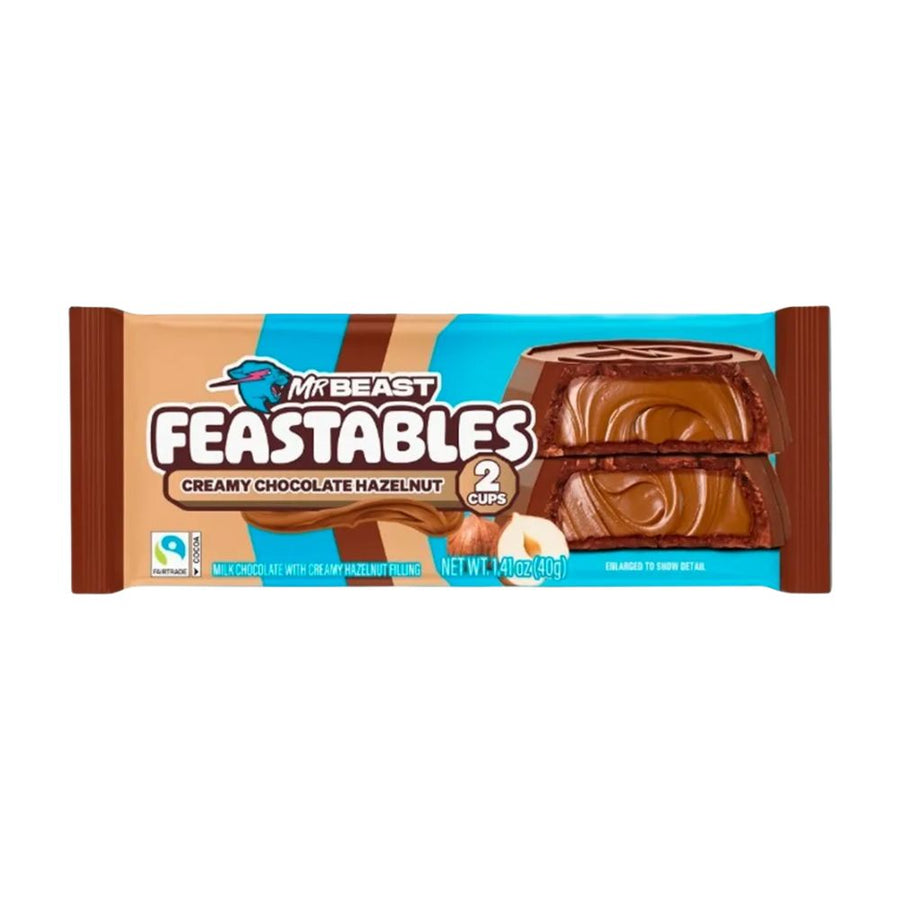 Mr Beast Feastbles Creamy Chocolate Hazelnut, cioccolato al latte con crema alla nocciola da 40g.