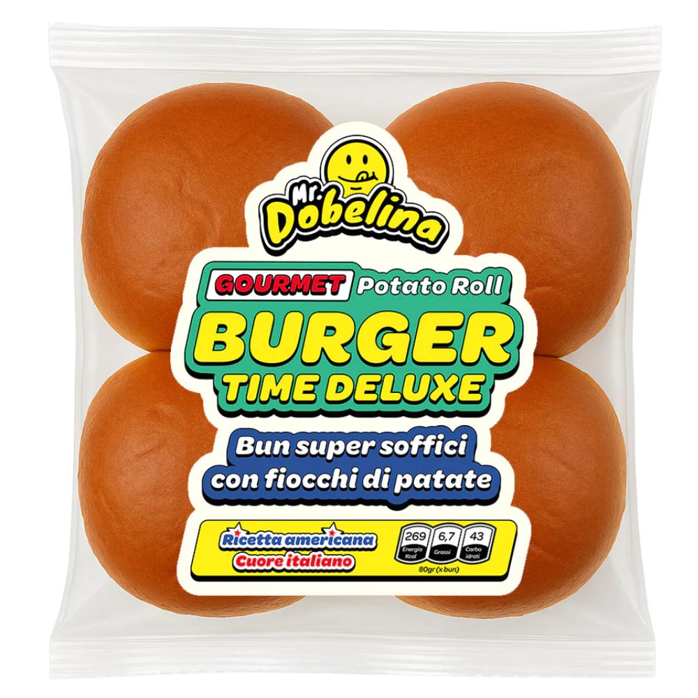 Burger Gourment Potato Roll, 4 bun super soffici con fiocchi di patate da 80g