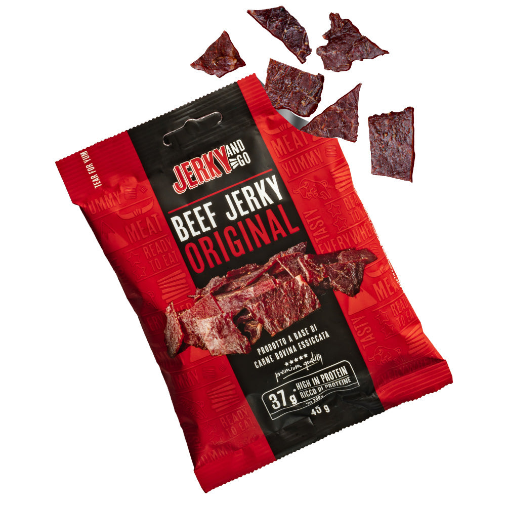 Jerky and Go Beef Jerky Original, 45g gedroogd rundvlees 