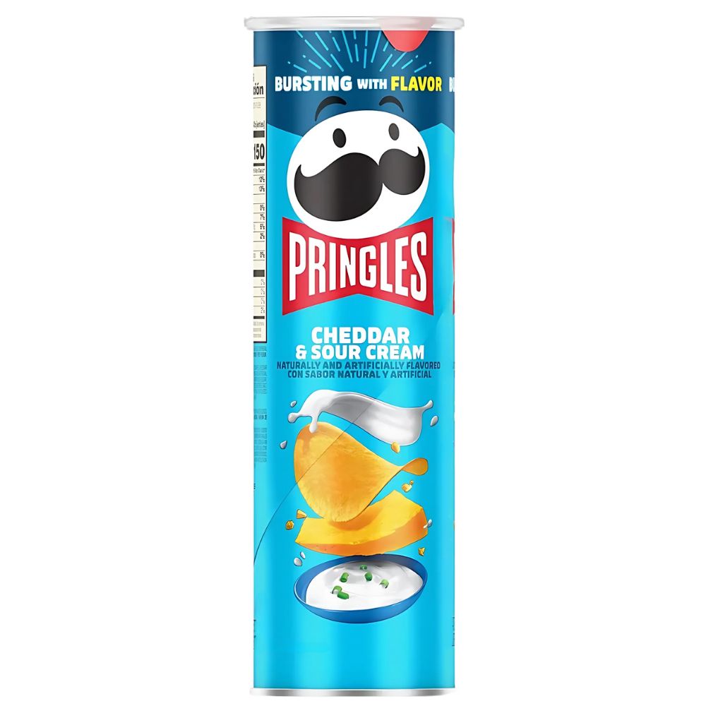 Pringles Cheddar & Sour Cream, chips met cheddar en zure room smaak van 158g 